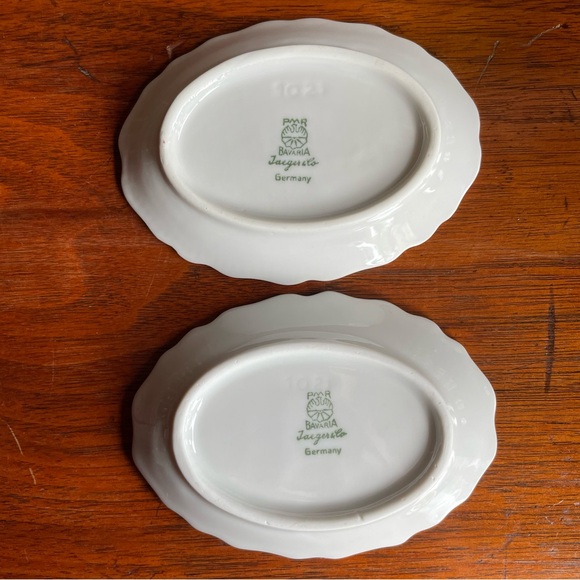 Vintage Floral Small Oval Dishes Gold Trim Porcelain Serviceware Jaeger Germany - Picture 8 of 9